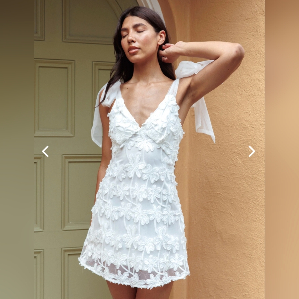 Selfie Leslie White Ruffled Tiered Mini Sundress